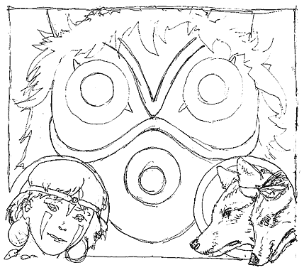 Princess Mononoke Commission, Sketch 1
