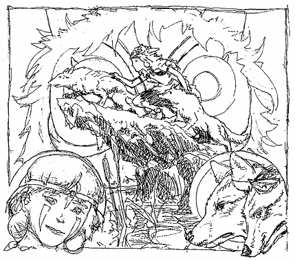Princess Mononoke Commission, Sketch 2