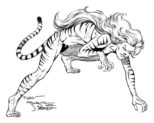 Tigra Commission, Inked Sketch